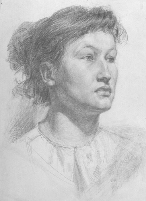 Женский портрет. Бумага, карандаш. 1959.