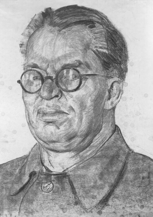 Почтальон из Кировска. Поляков Алексей Матвеевич. Бумага, карандаш. 1963.